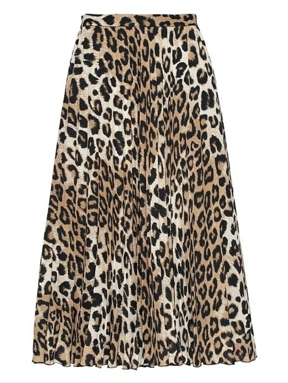 Leopard Print Pleated Midi Skirt